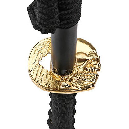siwode Katana Handmade Full Tang Sharp, Alloy Tsuba Japanese Samurai Sword High Carbon Steel 1060,T10 1095, 40-Inch - color: Golden Skull