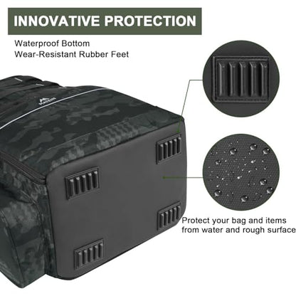 MATEIN Fishing Backpack, Tackle Storage Bag with Rod Holders & Cooler | Water Resistant Fishing Bag Fits 4 3600 Trays, Large Wide Open Tackle Box Backpack, Gifts for Fishermen - color: Camouflage - Large