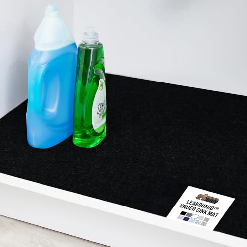 GORILLA GRIP LeakGuard Non-Adhesive Under Sink Mat for Kitchen Cabinet, Waterproof Quick Dry Shelf Liner, Durable Absorbent Felt Mats for Bathroom Sinks, Cabinets, Dresser, Easy to Trim, 24x24 Black - color: Black, size: 24"w X 24"l
