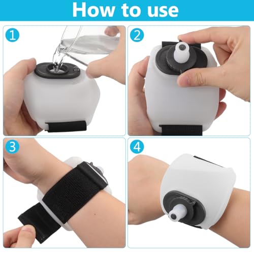 Toddmomy 7oz Wrist Water Bottle, Leak-Proof Silicone Wearable Running Flask for Hands-Free Hydration, Adjustable Soft Strap for Marathon, Jogging, Hiking, Cycling