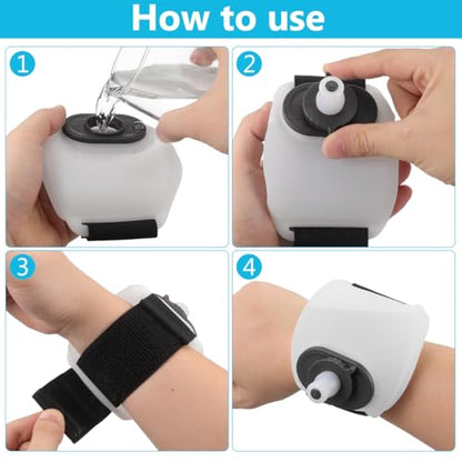 Toddmomy 7oz Wrist Water Bottle, Leak-Proof Silicone Wearable Running Flask for Hands-Free Hydration, Adjustable Soft Strap for Marathon, Jogging, Hiking, Cycling