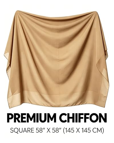 Lina & Lily Premium Chiffon Hijab Head Scarf Shawl Wrap for Muslim Women Square 58'' x 58'' - color: Camel