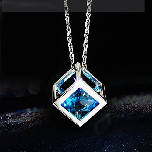 Bling Diamond Cube Car Rear View Mirror Charms, Crystal Rhinestone Cube Hanging Ornament for Automotive, Home Decor (Blue) - color: Blue