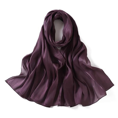 Premium Hijab Head Scarf for Women Lightweight Shimmer Hijab Head Wrap Scarves Crepe Satin Scarf Shawl Wrap - color: Purple
