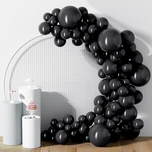 DECOCKRAT 130PCS Black Balloons, Latex Balloons Different Sizes 18/12/10/5 Inch, Helium Balloons with Ribbon, Party Balloon Set for Birthday Wedding Graduation Anniversary Baby Shower Decorations. - color: 01 Black