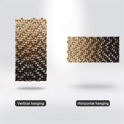 BrightA Large Abstract Wood Art, Handcrafted Triangular Blocks in Warm Brown Tones, Statement Piece for Spacious Wall 31.5"x63" - color: Dark brown + Grayish brown + Black, size: 31.5"x63"