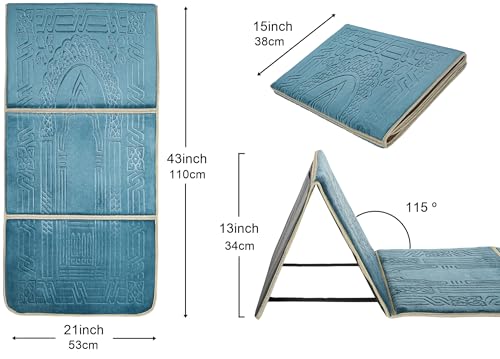Prayer Rug with Back Support, Foldable Meditation Floor Chair (Oasis) - color: Oasis