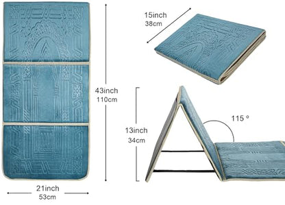 Prayer Rug with Back Support, Foldable Meditation Floor Chair (Oasis) - color: Oasis