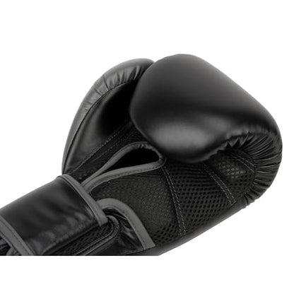 Everlast Powerlock 2 Hook & Loop Boxing Gloves | Fight Training Gloves | Hook and Loop with Durable Hand & Wrist Support | Heavy Bag & Fitness Training - color: Black / Gray, size: 12 oz