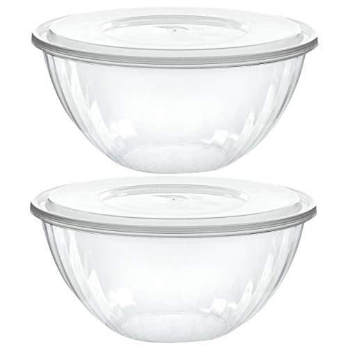 Disposable 48 Ounce Round Crystal Clear Plastic Bowls With Lids 4 Sets - size: 48 OUNCE