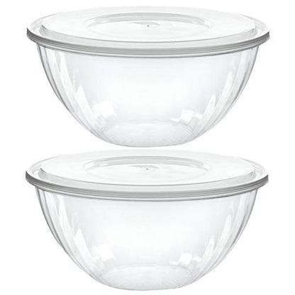 Disposable 48 Ounce Round Crystal Clear Plastic Bowls With Lids 4 Sets - size: 48 OUNCE