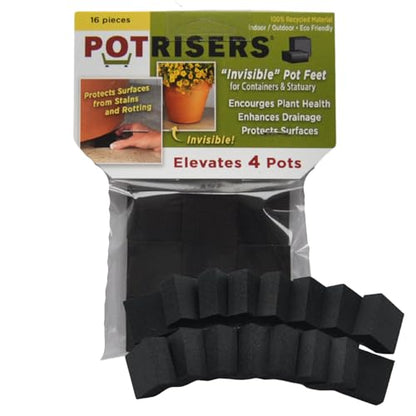 16 Pack Standard 1" Wide x 1/2" Tall | Invisible Pot Feet & Plant Risers | Drainage & Airflow for Planters, Pots, Garden Decor | Patios, Decks, Gardens