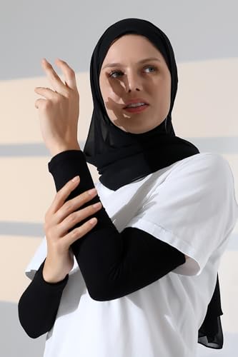 ihvan online, Hijab Sleeves for Women, Muslim Arm Sleeve for Prayer, Women's Soft Stretchy Modest Sleeves to Cover Arms - color: Black