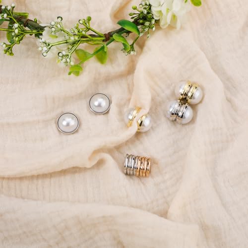 8pcs Hijab Magnetic Pins, Matte Plating Hijab Magnets Pearl Veil Pin Magnetic Scarf Clasp Brooch Strong Hijab Magnet Pins Buttons for Women Clothing Dress Scarves (Gold & Silver)