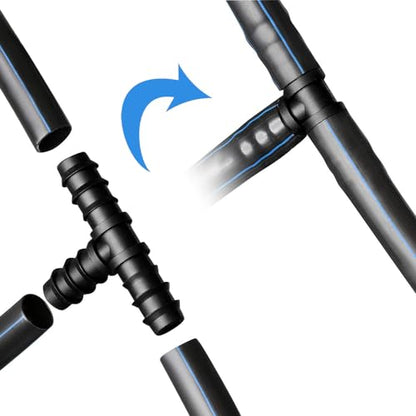 SCH 40 Barbed PVC Tee Fitting - 3/4 Inch Barbed Insert Tee for Hose & Tubing - size: Black 3/4 PVC Tee