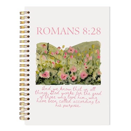 Watercolor Floral Christian Notebook, Romans 8:28 Bible Verse Journal, Christian Religious Gifts for Women, Prayer Journal for Woman, Church Notes Notebook, 5.5x8.3 - color: Floral Christian 10