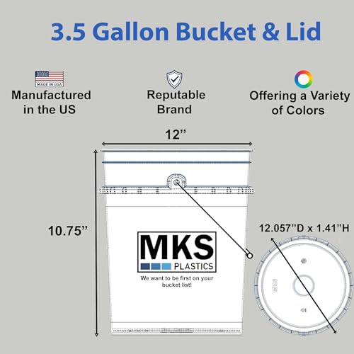 3.5-Gallon Bucket with Airtight Lid – Made in USA, Food Grade BPA Free Plastic, Heavy Duty Multi-Use, Metal Handle with Grip, Stackable Storage – Black, 1 Pack - color: 3.5 Gallon - Black, size: 1