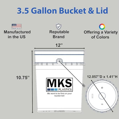 3.5-Gallon Bucket with Airtight Lid – Made in USA, Food Grade BPA Free Plastic, Heavy Duty Multi-Use, Metal Handle with Grip, Stackable Storage – Black, 6 Pack - color: 3.5 Gallon - Black, size: 6