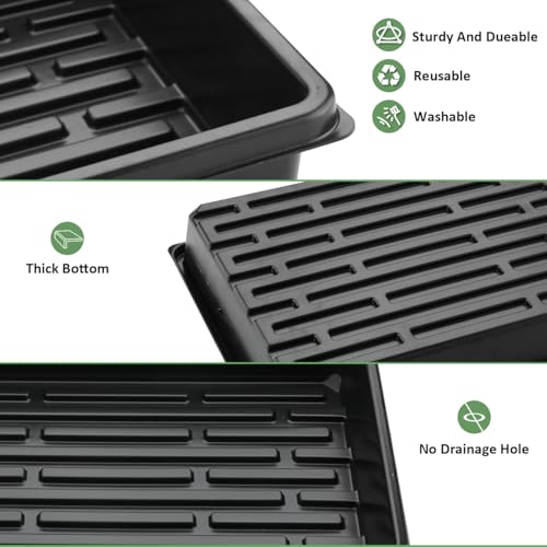 RooTrimmer 5 Pack Seedling Starter Trays No Holes and 5 Pack 54 Cell Seed Starter Trays Extra Deep 2.8" - Heavy Duty Plastic Nursery Trays for Seed Germination & Plant Propagation (5 Sets) - size: 54 Cells Plug Tray-5P+54 Cells Bottom Tray-5P