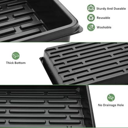 RooTrimmer 5 Pack Seedling Starter Trays No Holes and 5 Pack 54 Cell Seed Starter Trays Extra Deep 2.8" - Heavy Duty Plastic Nursery Trays for Seed Germination & Plant Propagation (5 Sets) - size: 54 Cells Plug Tray-5P+54 Cells Bottom Tray-5P