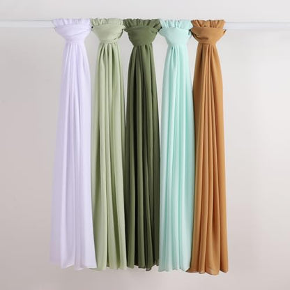 Febfim 4 PCS Muslim Women Soft Premium Solid Chiffon Hijab Scarves Shawl Long Scarf Wrap Scarves with Gift Box - color: 2025 5b