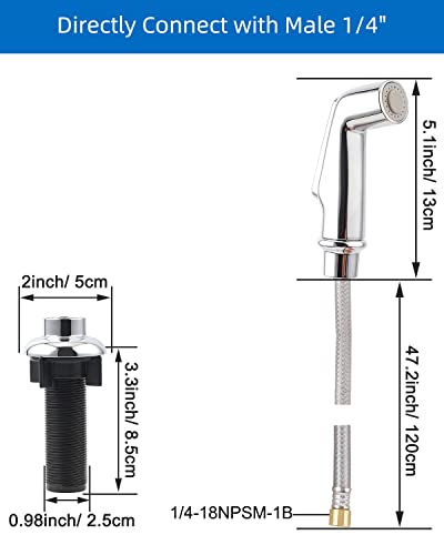 Universal Kitchen Sink Side Sprayer with Quick Side Connector Compatible with Moen Faucet Sprayer Replacement, Kitchen Sink Faucet Sprayer Attachment with Water Hose/Holder, Chrome Finish - color: Chrome