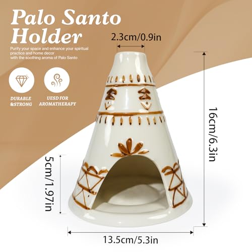 MOUGIGI Handcrafted Palo Santo Holder Ceramic Chimney Incense Burner - Tent Shape - Safe for Palo Santo Sticks Sage & Incense Cones for Meditation Yoga Zen Altar Aromatherapy - Thoughtful Gift Idea - color: Tent Palo Santo Holder