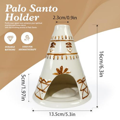 MOUGIGI Handcrafted Palo Santo Holder Ceramic Chimney Incense Burner - Tent Shape - Safe for Palo Santo Sticks Sage & Incense Cones for Meditation Yoga Zen Altar Aromatherapy - Thoughtful Gift Idea - color: Tent Palo Santo Holder