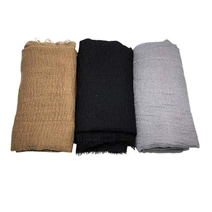 Women Scarf Shawl for All Season 3PCS Scarve Wrap Scarve. - color: Black, Brown, Gray