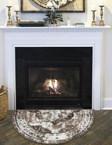 Unique Loom Sofia Collection Area Rug - Salle Garnier (2' 2" x 3' 7" Hearth Light Brown/Ivory) - color: Light Brown/Ivory, size: 2'2" x 3'7" (Semicircular)