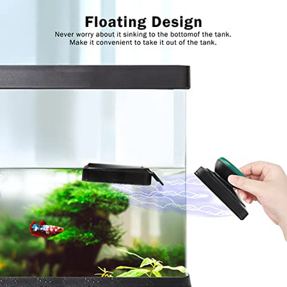 AQQA Aquarium Strong Magnetic Cleaner Brush, Fish Tank Glass Algae Magnet Cleaning Tool Floating Cleaner Scrubber Brush with 2 Detachable Scraper (Green,M) - color: Green, size: Medium