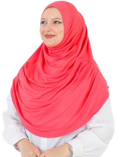 Prien Ready To Wear Hijab For Women, Instant Turban, Soft Muslim Scarf For Prayer, Long Hijabs, Islamic Clothes, Jersey Abaya - color: Brink Pink