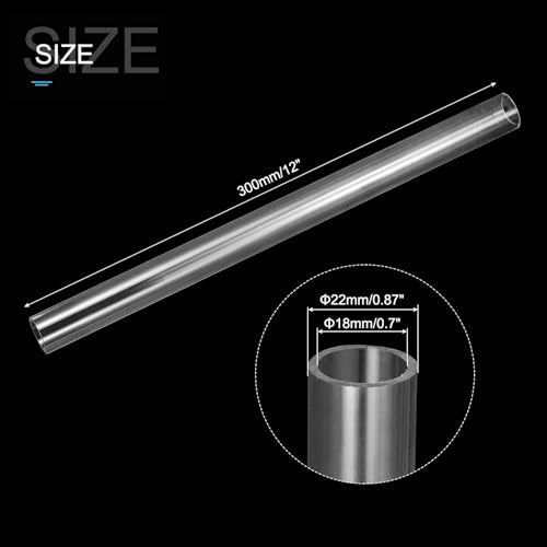 MECCANIXITY Clear Storage Tube 18x22mm Small Plastic Round Tubing with Caps Rigid Bottle Container 300mm/12 Inch for Item Stored - size: 18x22x300mm