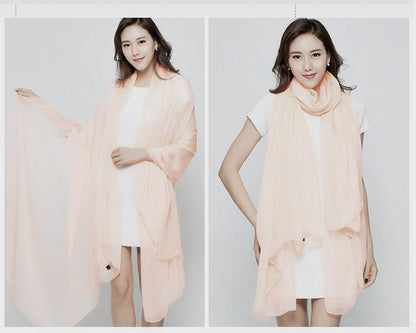Utaly Lightweight Chiffon Scarf for Women Long Chiffon Sheer Scarf Ladies Fashion Sun-proof Shawls Wrap - color: Beige