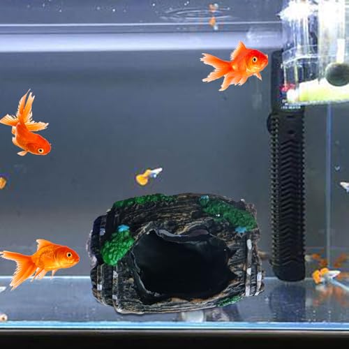 Fish Decorations for Tank Broken Barrel Design Artificial Ornament | Fish Aquarium Decor for Betta Shrimp Turtle Jellyfish Reptile Small Pets Freshwater Saltwater
