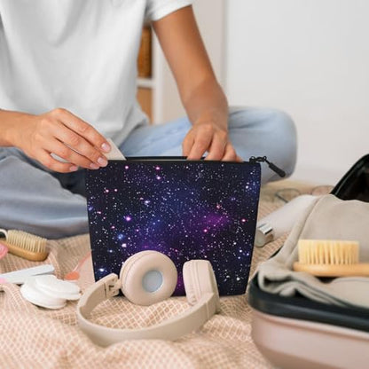 Starry Night Sky Fake Hemp Makeup Bag Travel Bags Toiletry Pouch With Zipper 9.45 X 6.7 In - color: Starry Night Sky