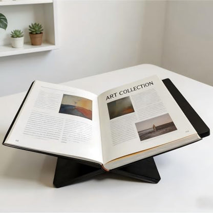 Wooden Large Book Stand for Desktop Display & Reading – Extra Large Cross Frame Open Book Holder, Sleek Finish, Coffee Table Stand for Art Bible Cookbook Easel Magazine Textbooks Quran