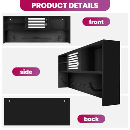 Police Gear Rack, Wall-Mounted Tactical Gear Rack with Password Lock Safe, Metal Frame Police Gear Stand Police Gift Decor with Flag, Ideal for Law Enforcement Equipment Storage