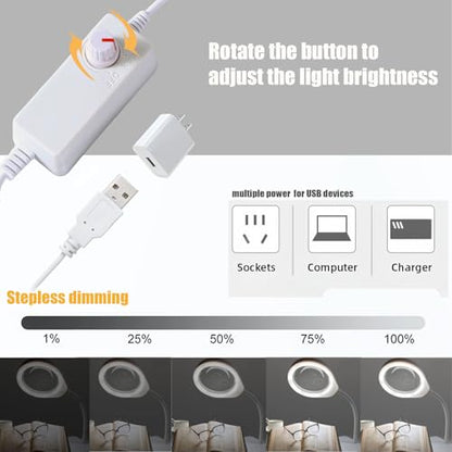 10X Magnifying Glass with Light and Stand,Dimmable Flexible Magnifying Craft Ligh, LED Lighted Magnifier Hands Free for Close Work Craft Reading Painting Hobby(White-04) - style: White-04