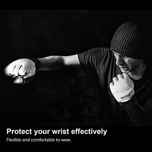Xinluying Punch Bag Boxing Martial Arts MMA Sparring Grappling Muay Thai Taekwondo Training PU Leather Wrist Wraps Gloves - color: White, size: X-Small