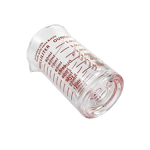 Ackers 3oz/90ml Glass Measuring Cup – Shot Glass with Double Scale-Ounce,Ml Markings for Kitchen & Bar(Red Line) - color: Red(Single)