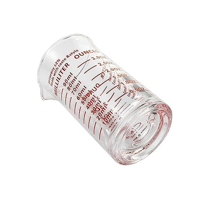 Ackers 3oz/90ml Glass Measuring Cup – Shot Glass with Double Scale-Ounce,Ml Markings for Kitchen & Bar(Red Line) - color: Red(Single)