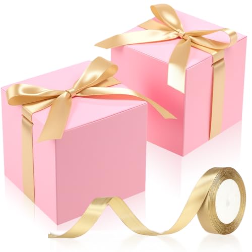 MotiMind 48 Pcs Wedding Gift Boxes with Lids Ribbon,Pink,4 Inch - color: Pink, size: 1 Roll (Pack of 1)