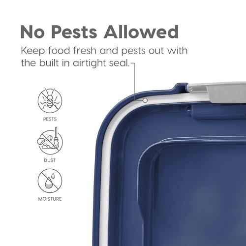 IRIS USA Dog Food Storage Container, 30 lbs & 11 lbs Combo, Cat Food Storage Container, Dog Treat Container, Airtight, Stackable, 2-Cup Scoop, Wheels, Easy Mobility, Navy - color: Navy