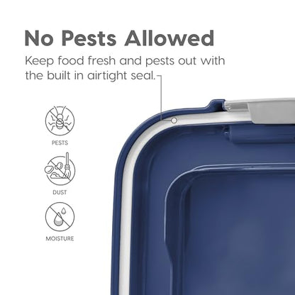 IRIS USA Dog Food Storage Container, 30 lbs & 11 lbs Combo, Cat Food Storage Container, Dog Treat Container, Airtight, Stackable, 2-Cup Scoop, Wheels, Easy Mobility, Navy - color: Navy