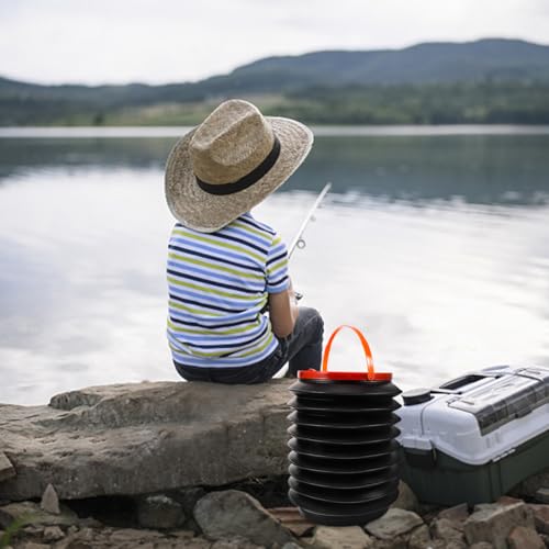 Mikikit 4L Portable Folding Water Bucket with Lid and Handle Collapsible Bucket for Camping Outdoor Car Washing Fishing and Picnics
