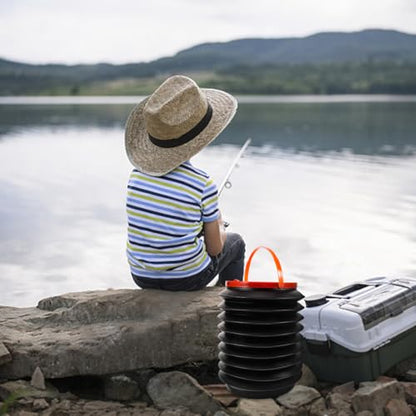 Mikikit 4L Portable Folding Water Bucket with Lid and Handle Collapsible Bucket for Camping Outdoor Car Washing Fishing and Picnics