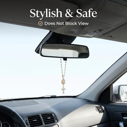 Steering Wheel Charm Cross Car Rosary for Rearview Mirror,Religious Gift - style: C