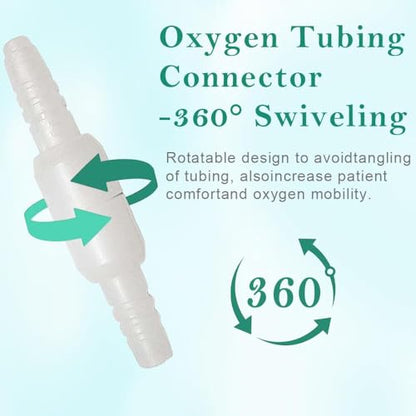 Oxygen Tubing Swivel Connectors, 360-Degree Rotation, Cannula, Hose, Tube Connectors, Oxygen Line Splitter,Standard Size - Male/Female，10-Pack
