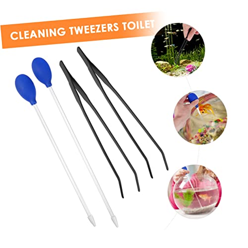 Abaodam 4Pcs Aquarium Cleaning Tool Manual Dropper and Tweezers Kit for Fish Tank Maintenance Pipette for Water Changes and Precision Tweezers for Plant Care